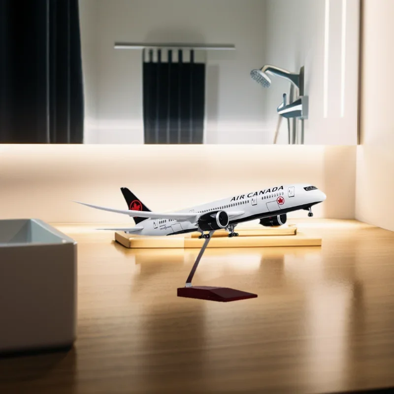 Ornaments Plane 1/130 Scale 43cm Airplane 787 B787 Dreamliner Aircraft Canada Airlines Diecast Plastic Resin Model W Light &Whee