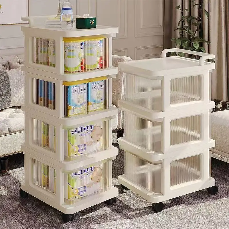 AOLIVIYA Kids Childrens Cabinet Baby Snack Clothes Storage Box Cartoon Multi-Layer Organizer Rack Trolley Drawer