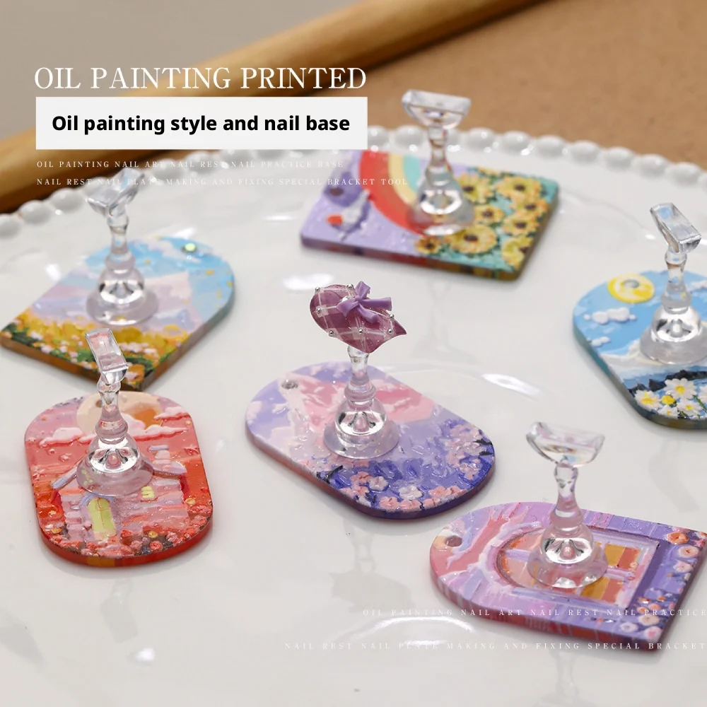 

Подставка для дизайна ногтей с масляной краской Цветочная основа Встроенный дизайн сада Monet для практики гель-лака на кончиках ногтей