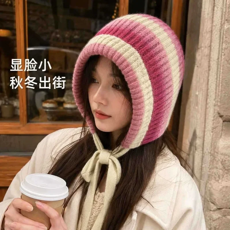 Women's Winter Vintage Mixed Rainbow Knit Beanie Rolled Warm Hat