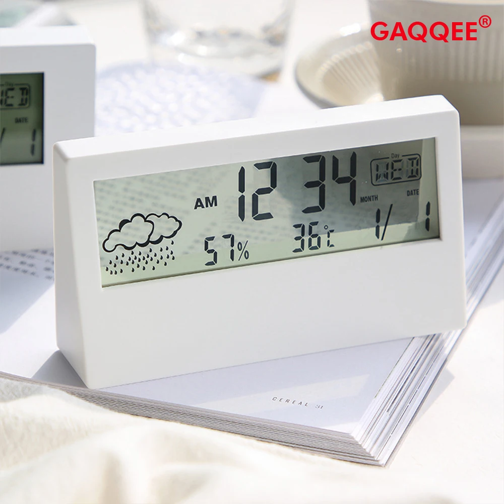 

LED Thermometer Thermo-Hygrometer Multifunction Electronic Temperature Humidity Meter Weather Station for Home With Alarm Clock