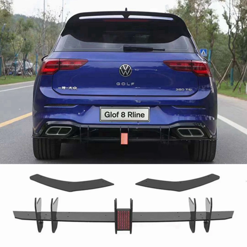 For Volkswagen Golf Mk8 Pro Rline Special High-quality Car Rear Bumper Diffuser With Led Light