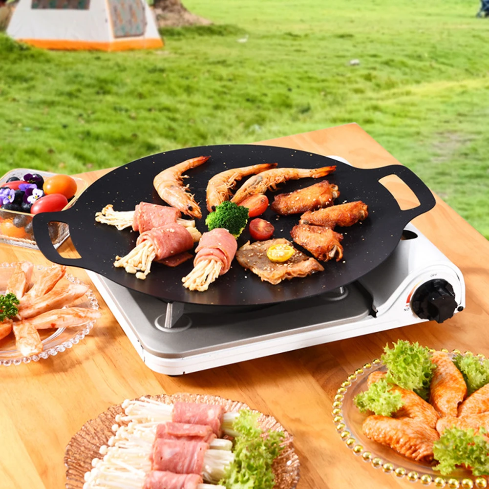 

Round BBQ Grilling Pan For Camping Portable Non Stick Frying Pans For Indoor Outdoor