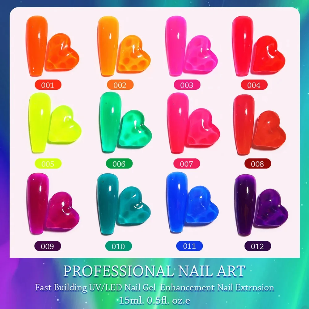 Nagelverlengingsgelkit, 12-kleuren verlenging Nagelverlengingsgelset Losweken UV-gel voor alles in één kit Builder Nagelgel Cadeau