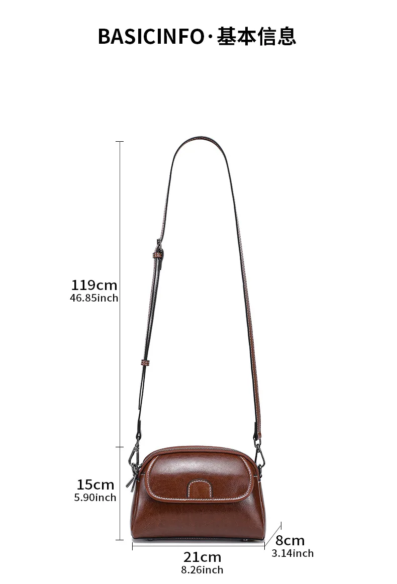 حقيبة كروس من الجلد الطبيعي للنساء - حقيبة هاتف كاجوال خفيفة الوزن، حقيبة كتف متعددة الاستخدامات وأساسيات الاستخدام اليومي #5