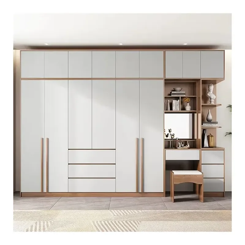 Latest Design Modern Foldable Extendable Wooden Dressing Table with Mirror Bedroom Wall Cabinet Wardrobe for Villa and Hotel