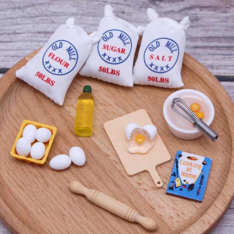 1Set Dollhouse Miniature Simulation Whisk Flour Bag Modle DIY Doll House Accessories Furniture Decor