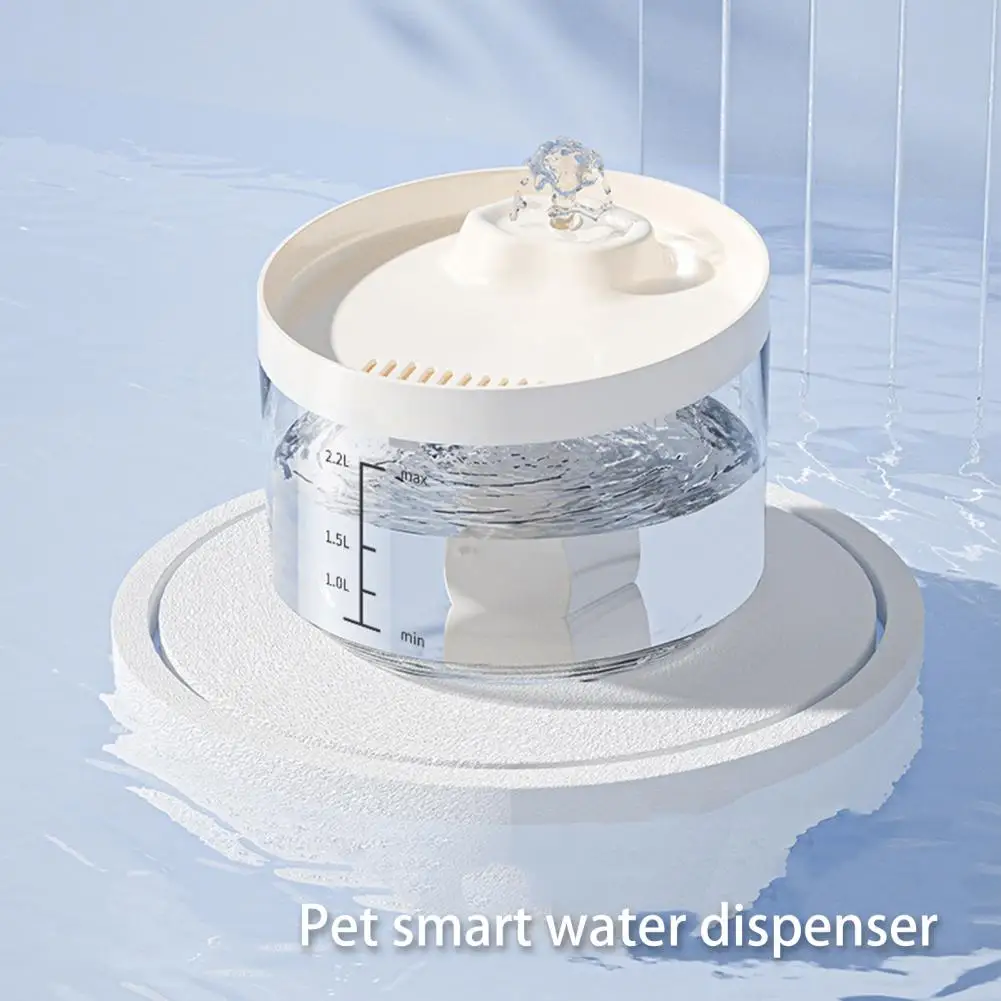 Transparent Automatic Pet Water Dispenser, Filtering Tray, Ultra Silent, Cat Water Fountain, Dog Supplies, 2.2L