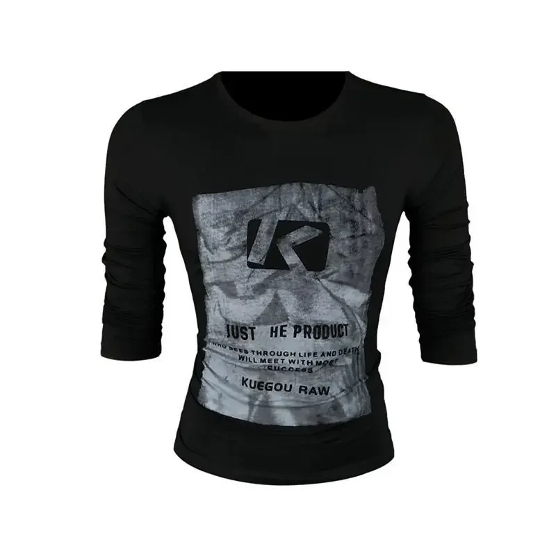 Korean Autumn Man Pullovers Tight T Shirt for Men Long Sleeve Slim Fit One Piece 90s Vintage Sweatshirts Tshirt Social Aesthetic image 5