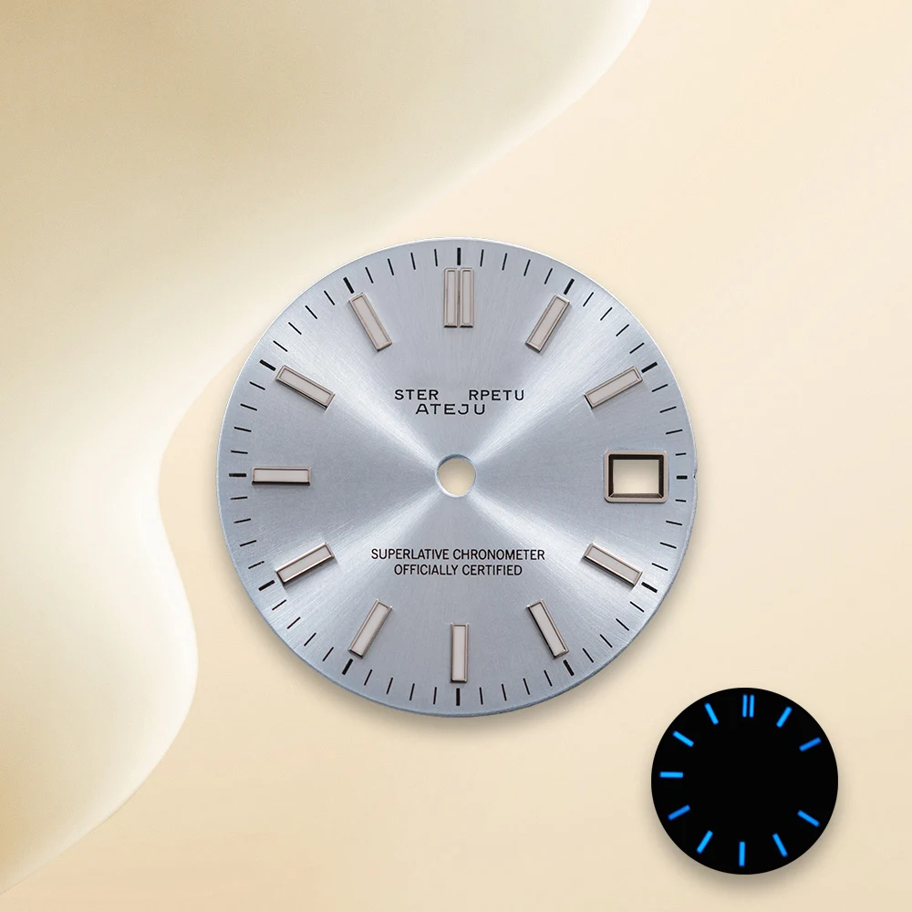 28.5mm gelo azul luminoso logotipo s sun patten nh35 dial sub mod adequado para movimento nh35/nh36 acessórios de modificação de relógio