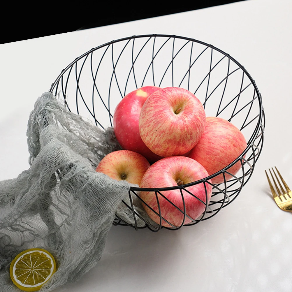 

Elegant Metal Wire Fruit Basket Bowl For Kitchen Counter Iron Storage Tray For Fruits Vegetables Bread Snacks Decorative