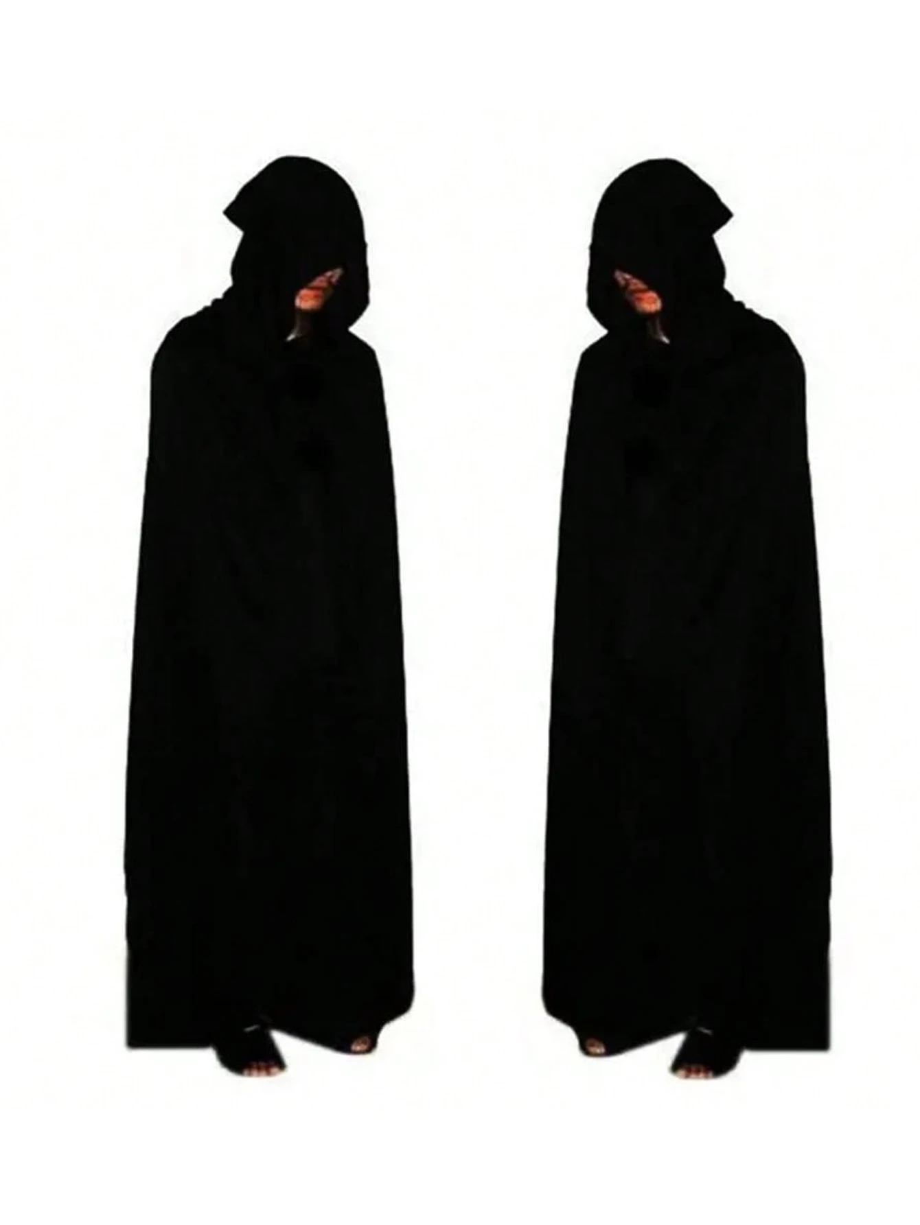 Halloween-Umhang, weicher Unisex-Kapuzenumhang, schwarze Robe, Hexenumhang, langer Umhang, Cosplay-Kostüm, Requisite für Partys, Aufführungen, Feiertagsdekoration – Detail 3