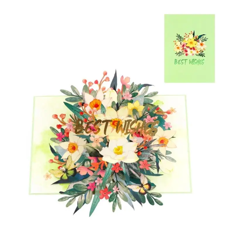 

Handmade Greeting Card Foldable Colorful Flower 3D Popup Card Invitation Card for Birthdays Weddings Anniversaries