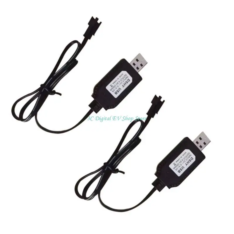 E74D Pair Of 4.8V USB Charging Cable for SM2.0 2P Plug with Protective Circuit Board for NiMH and NiCd Battery Powereds