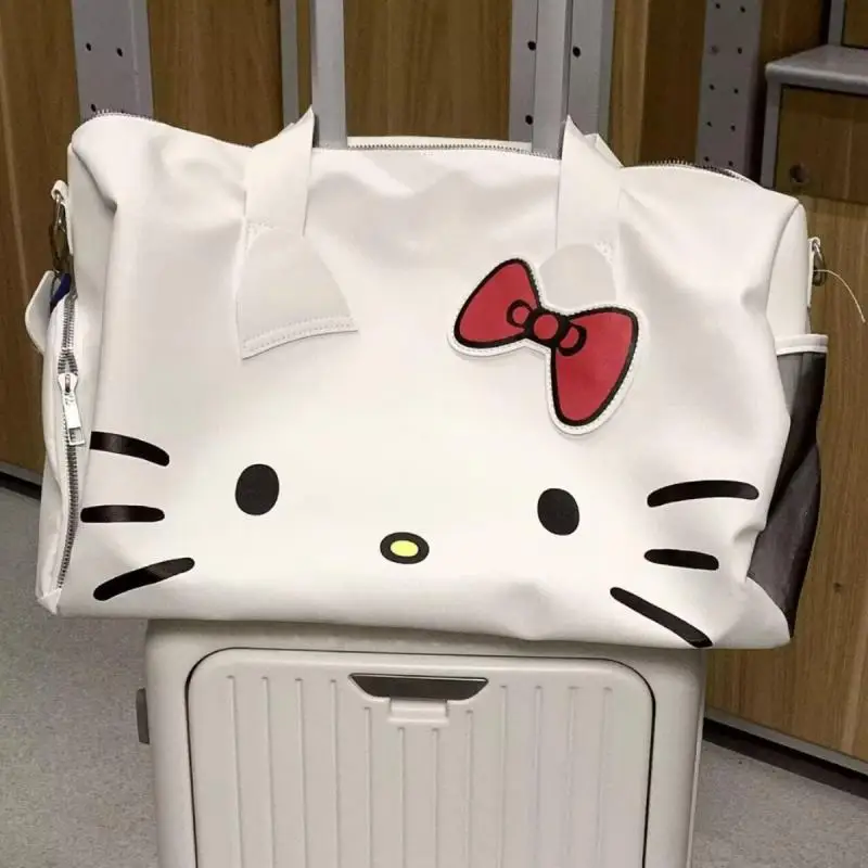 Hellokittys Travel Bag Sanrios Cartoon Cute Shoulder Bag Kawaii Cartoon Printing Anime Figure Portable Crossbody Travel Bag