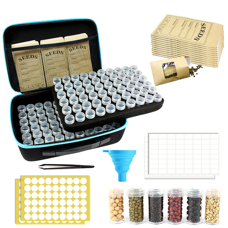 

Portable Garden Seed Storage, 120 Slots Organizer with 25 Envelopes, Durable Airtight Seed Conservation Saving Kit.