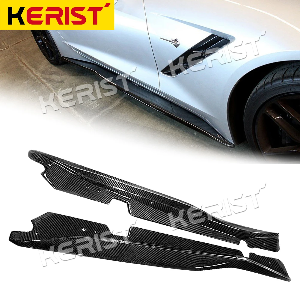 Carbon Fiber Side Bumper Skirts Side skirts Extension Car Styling for Corvette c7 2014-up