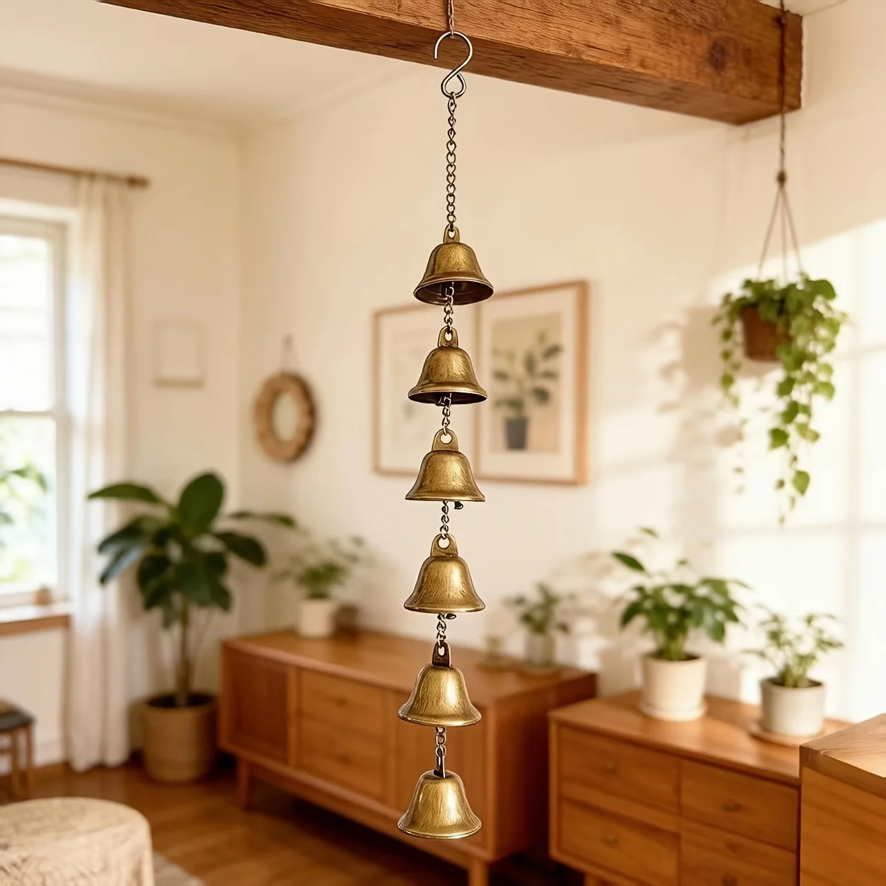 Six Bronze Iron Wind Chimes,Hand-assembled for Courtyards,Gardens,Rooms,Walls.Home Decor for Thanksgiving, Christmas, Halloween
