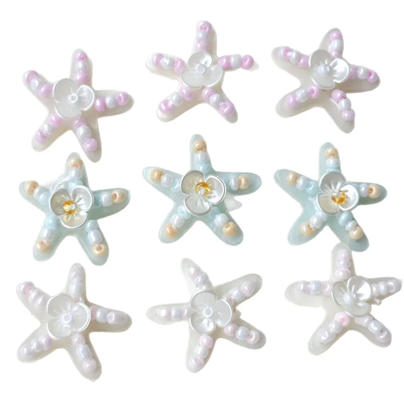 Min order 20pcs/lot color beads decoration handmade stars shape acrylic cabochon bead diy jewelry garment hair accessory