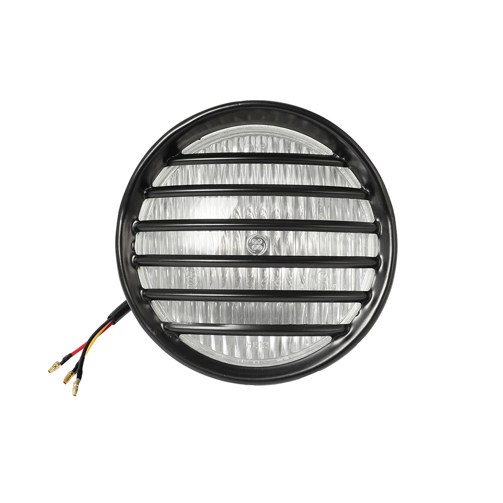 12V Motorcycle Grill Headlight with Bracktes Motorbike Retro Headlights Motor Moto Scooter Vintage Front Light Round Lamp