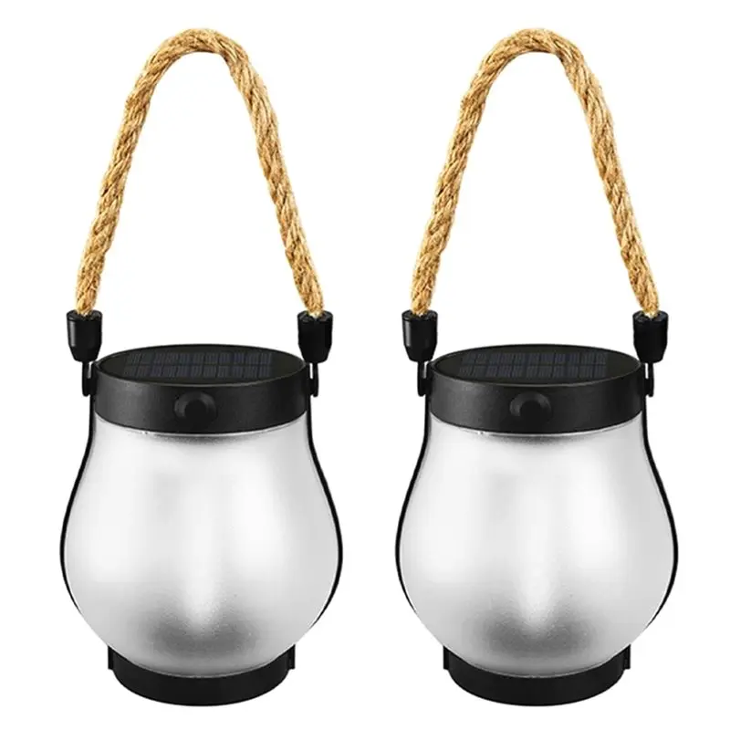 A03F-2Pcs Solar Flickering Flame Lamp Garden Magical Dancing Lantern Hanging Flashing Torch Lights Waterproof Outdoor Lights