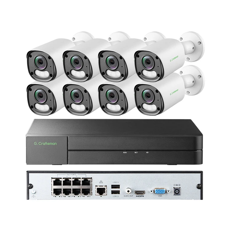 

2026 Gcraftsman GAU-YUFI-M8SS-K8 4K 8MP CCTV IP Security System Kit Home 24/7 Full Color Night Vision 8 Channel POE NVR Outdoor