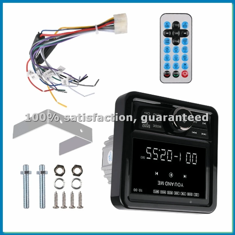 

Marine Radio FM AM MP3 Media Player Boat Stereo Waterproof Bluetooth USB AUX Receiver for UTV ATV SPA RZR-ABFT