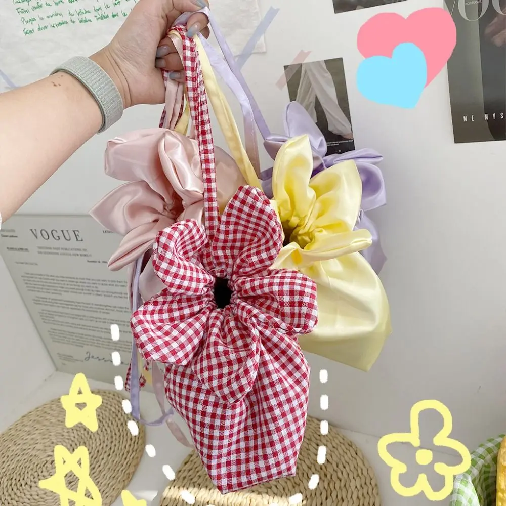 Bundle Pocket Flower Drawstring Bag Storage Bag Korean Style Small Crossbody Bag Portable Cloth Denim Shoulder Bag Student
