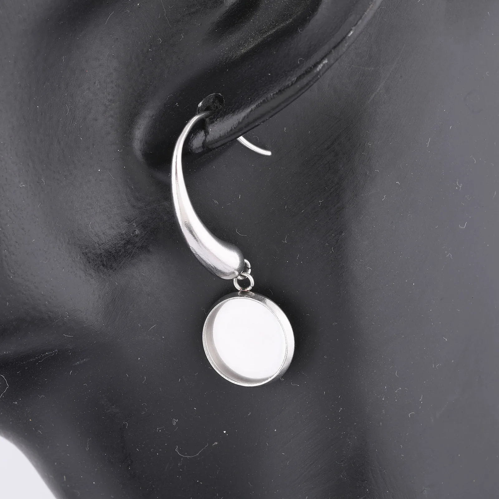 10pcs Stainless Steel Ear Wire Hooks Findings Fit 12mm Cabochon Earring Base Setting Blanks Diy Jewelry Making Acccessories