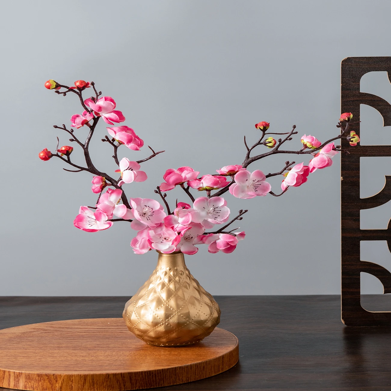 Artificial Flower Spring Plum Blossom Peach Branch Silk Flowers Home Wedding Party Decoration Christmas Wreaths diy dining table