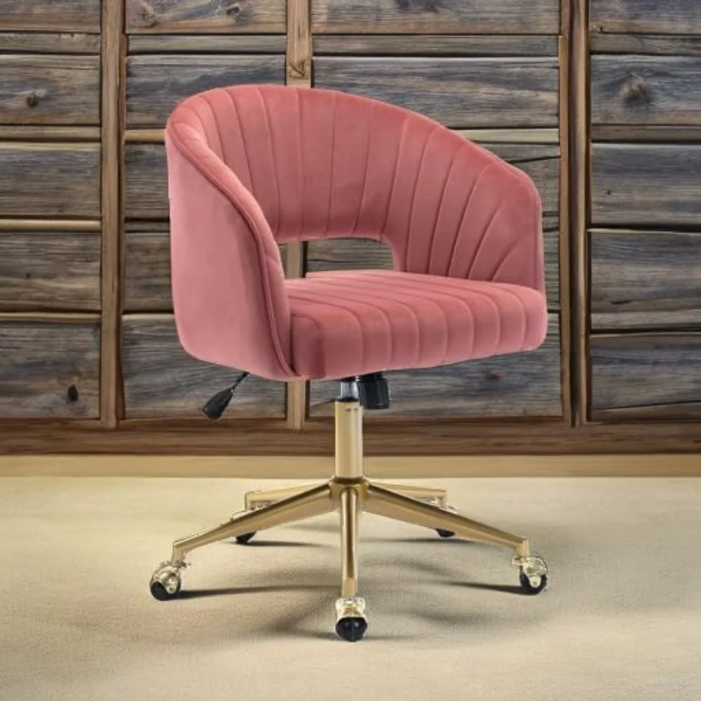 Home Office Chair Swivel Velvet Desk Chair Accent Armchair Upholstered Modern Tufted Chairs with Gold Base for Girls Women Ergon image 2