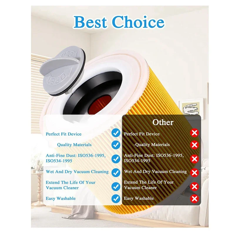 3Pcs Cartridge Filter For Karcher Vacuum Cleaner WD3 Premium WD2 WD3 WD1 MV3 MV2 WD 3 P Extension Kit Against Fine Dust