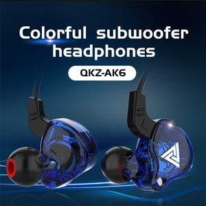 QKZ-AK6 Cobre Motorista HiFi Fone De Ouvido Com Fio, 3.5mm, Corrida Esporte Headphone, Fone De Ouvido Estéreo Baixo, Música Earbuds com Microfone, Original 9 principais vendas fones com fio bons - №9