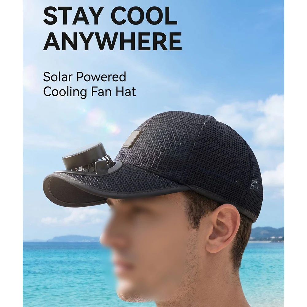 Breathable Mesh Cap Solar Fan Hat For Hot Sun Days Sun Protection Gear Lightweight Construction Built-in Portable Fan