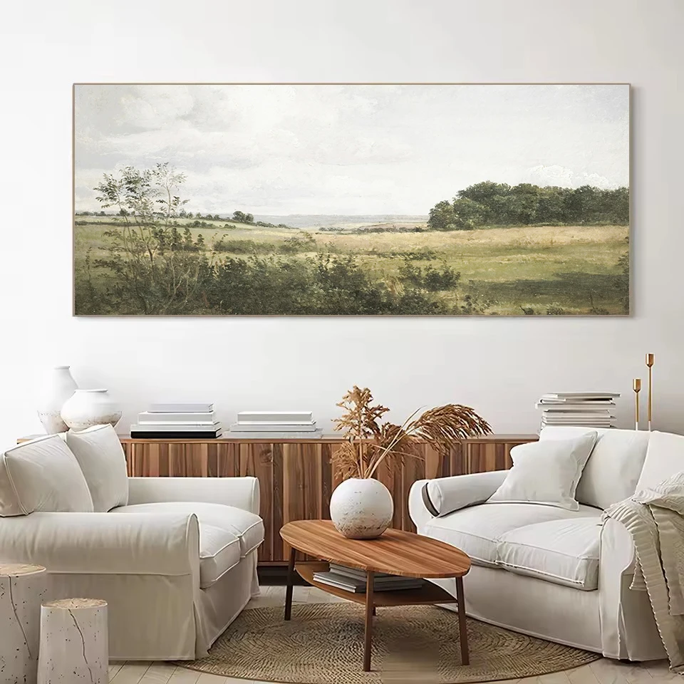 Antike Wildblumenlandschaft Landschaft Nordic Panorama Horizontal Poster Leinwand Malerei Wand Kunst Bilder Home Decor Geschenk