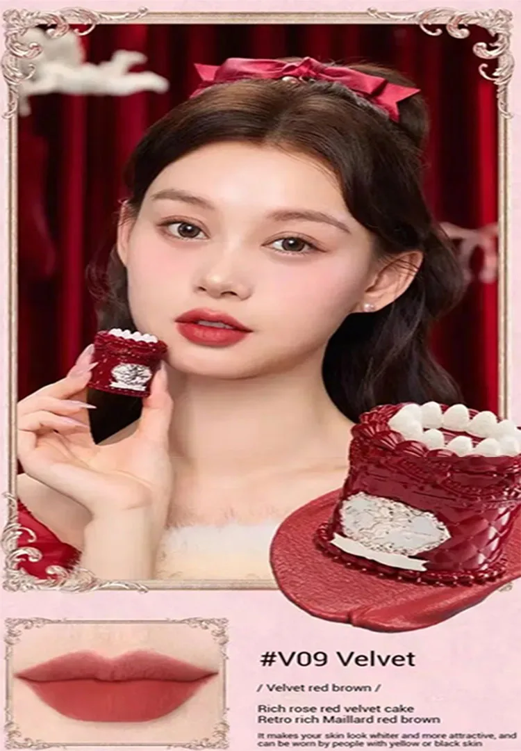 Fleur sait fraise Cupidon Lipmud gâteau rouge à lèvres velours mat crème pour les lèvres brume douce haute couverture maquillage lisse prévenir la décoloration