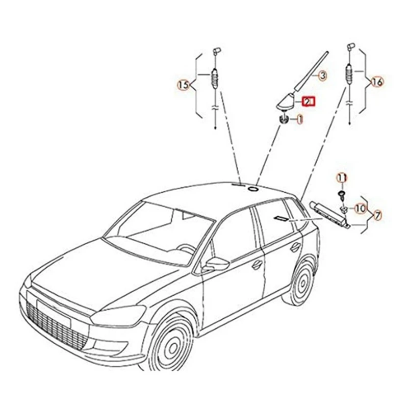 AU05 -6R0035501C Автомобильная GSM GPS AM FM радио антенна Базовая для Seat Skoda крыша антенна Базовая Satnav радио