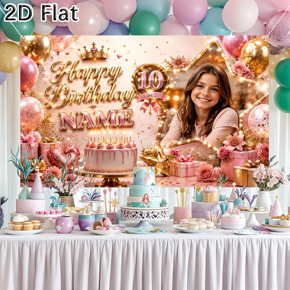 1個入り パーソナライズされたピンクゴールド 10歳の誕生日 - Party Banner Gold のレビューと価格