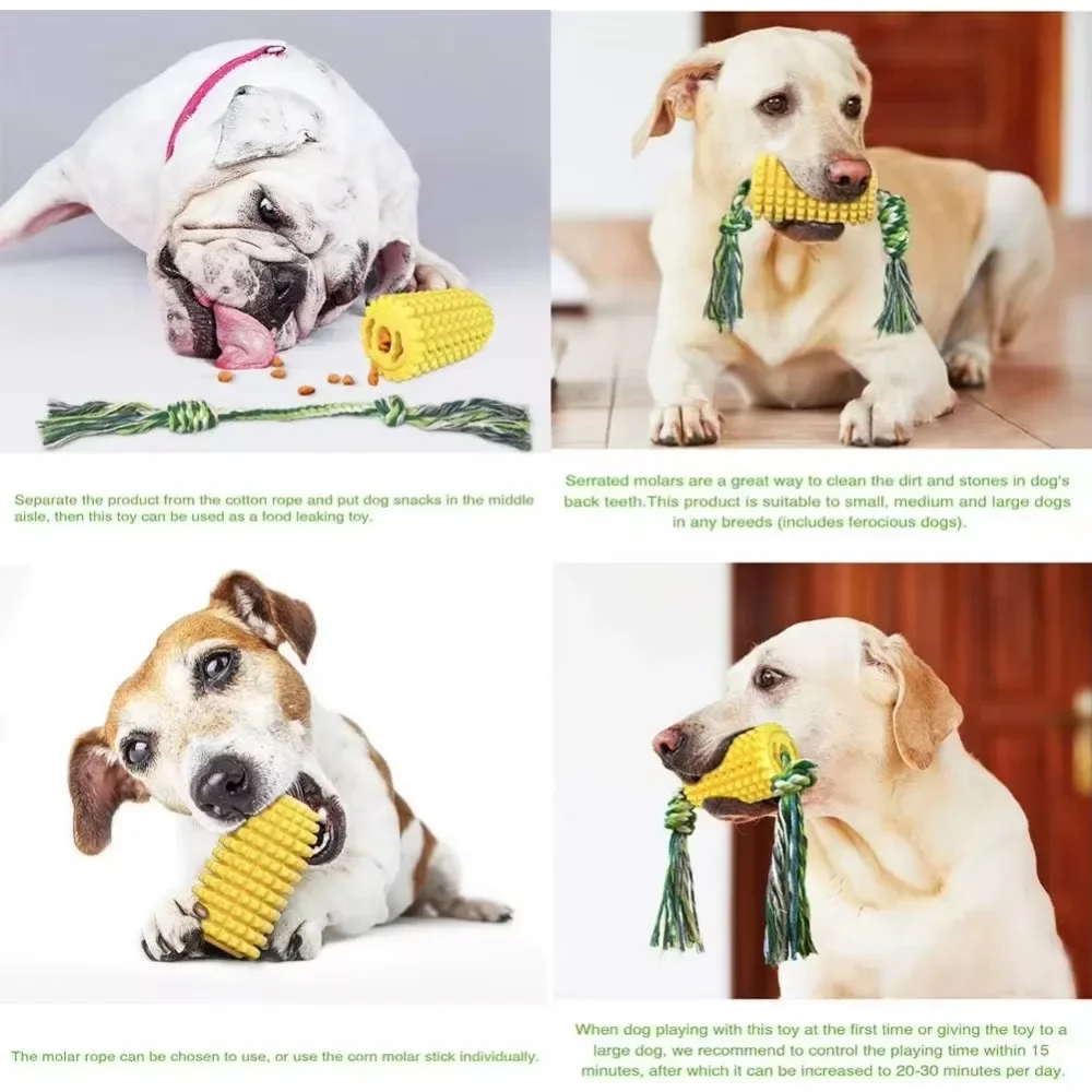 Corn Cob Dog Chew Toys for Aggressive Chewers with Biting Cotton Rope Indestructible Interactive Dog Toothbrush Stick Bite Toys