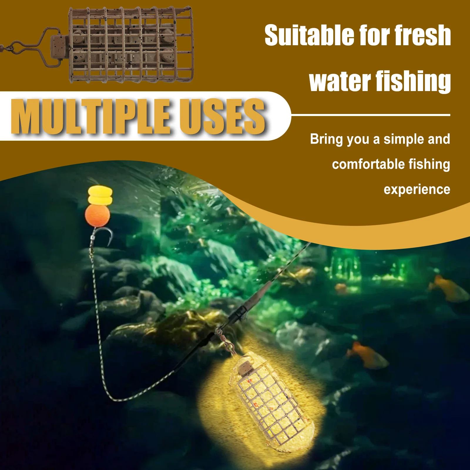 قفص طعم تغذية صيد سمك الشبوط من يوتو، الوزن: 30 جرام/40 جرام/50 جرام/60 جرام، توصيل دقيق للطعم، مصنوع من مواد قوية #3