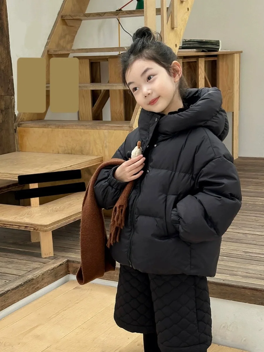 Fashion Baby Girl Boy Long Hooded Jacket Cotton Padded Teens Child Winter Coat Warm Solid Color Outwear Baby Clothes 3-14Y 3