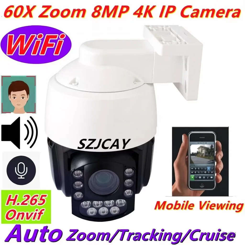 CamHi CamHipro 8mp 4k 60x 50x Optical Zoom Wireless WiFi Camera Human Tracking Outdoor High Speed Dome PTZ IP Camera