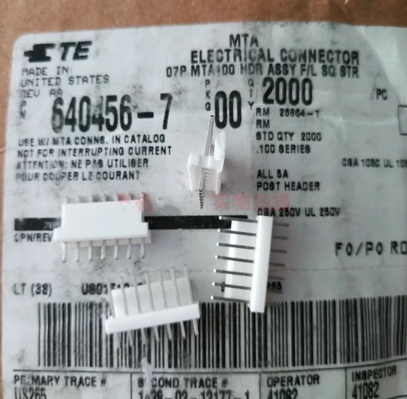 640456-7 connector MTA-100 7PIN Straight needle seat 2.54mm  200pcs