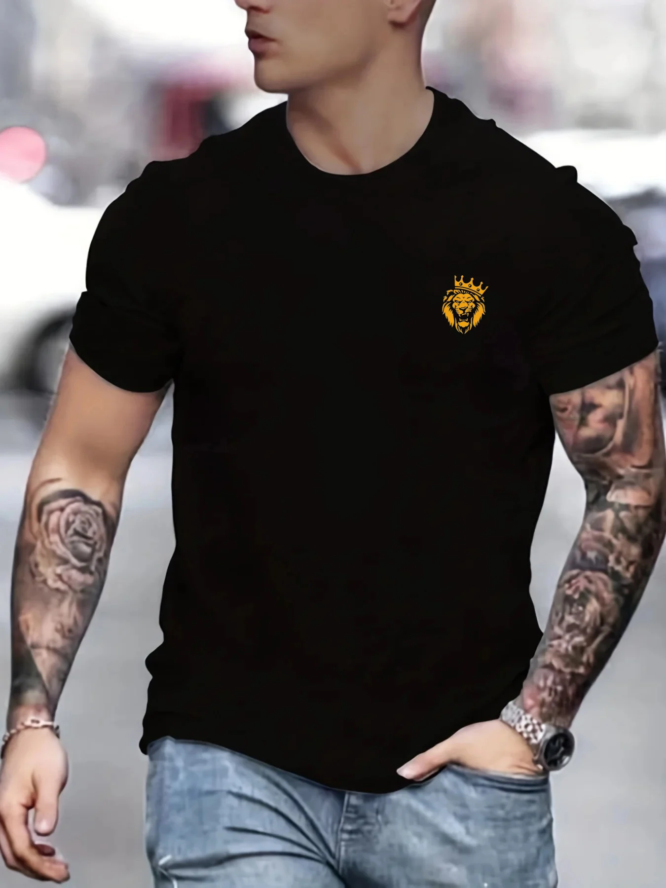 Lion Animal Print Men\'s T-Shirt Fashion Street Short Sleeved T Shirt For Men Casual Summer Top Breakable Loose Men Clothing