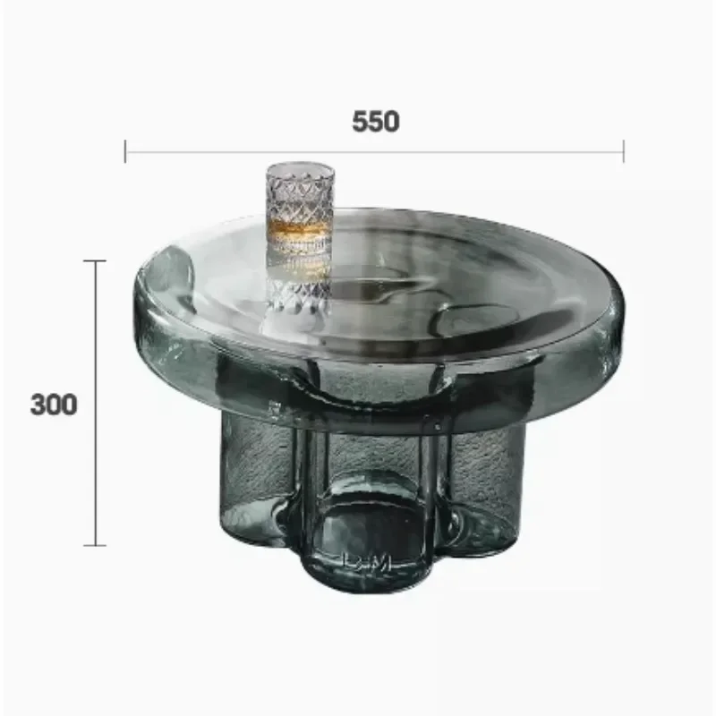 Light Luxury Soda Coffee Table Art Glass Small Apartment  Room Furniture Simple Modern Circle and Creative Combined Tea Table