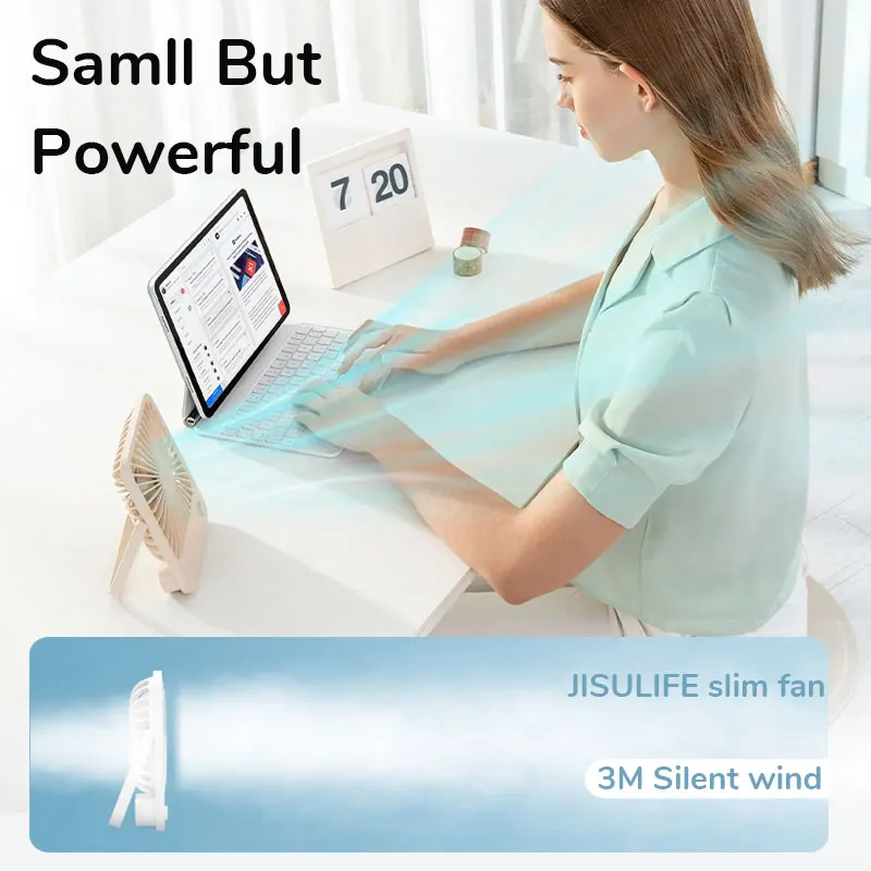 Portable Small Desk Fan USB Charging Ultra Quiet Table Fan 5-Speed Powerful Wind Fan Cooling Handheld Fan for Bedroom Offices