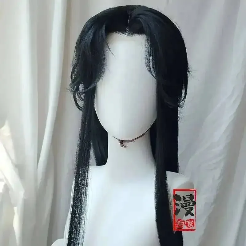 

ff34Qiangjinjiu Styled Shenlanzhou Xiaochiye Long Black Customized Wig Heat Resistant Synthetic Hair Anime Halloween With Wi