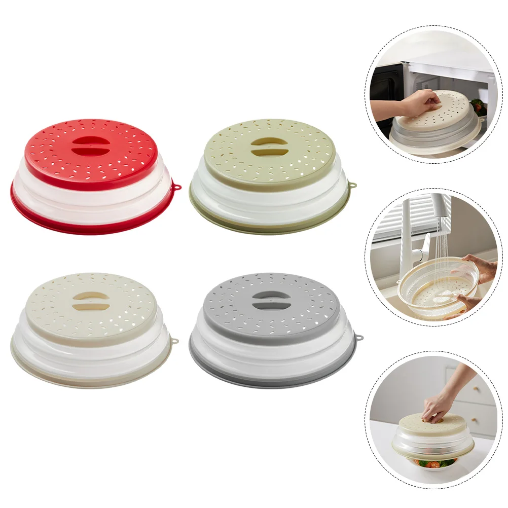 4Pcs Microwave Splatter Covers Foldable Reusable Food Heating Oil Proof Lid Food Protection Kitchen Accessories
