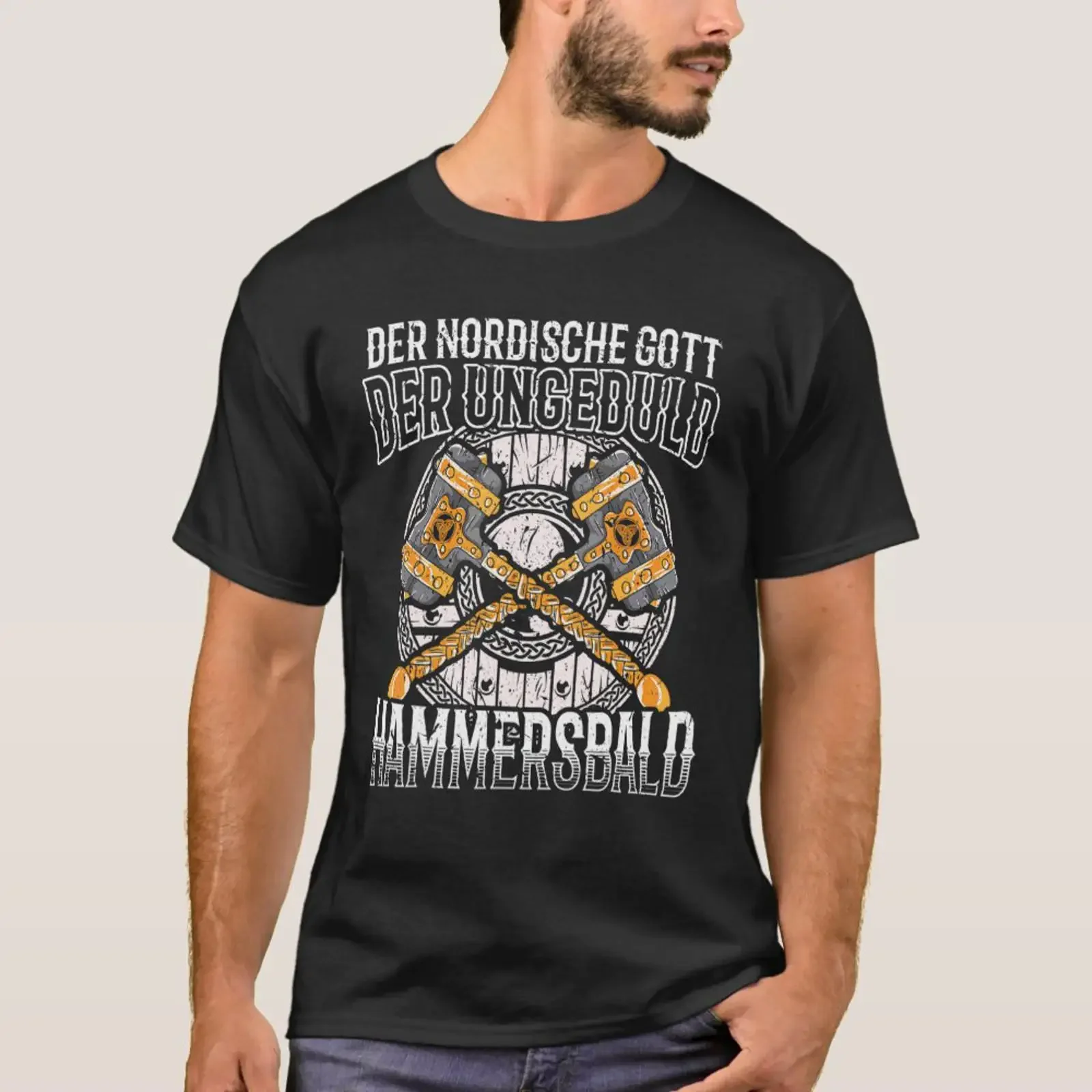 T-shirt vintage The Nordic God Of Impatience Hammersbald Viking pour homme, légèrement décontracté, vêtements de créateur, streetwear