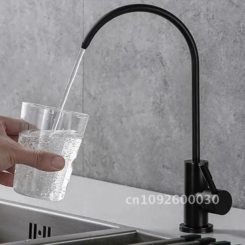 Drinking Faucet Kitchen Kitchen Faucets Black 304 Stainless Brushed Filter Purifier Tap Single Water Cold Steel